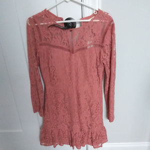 Franchesca's Long Sleeve Lace Pink Dress